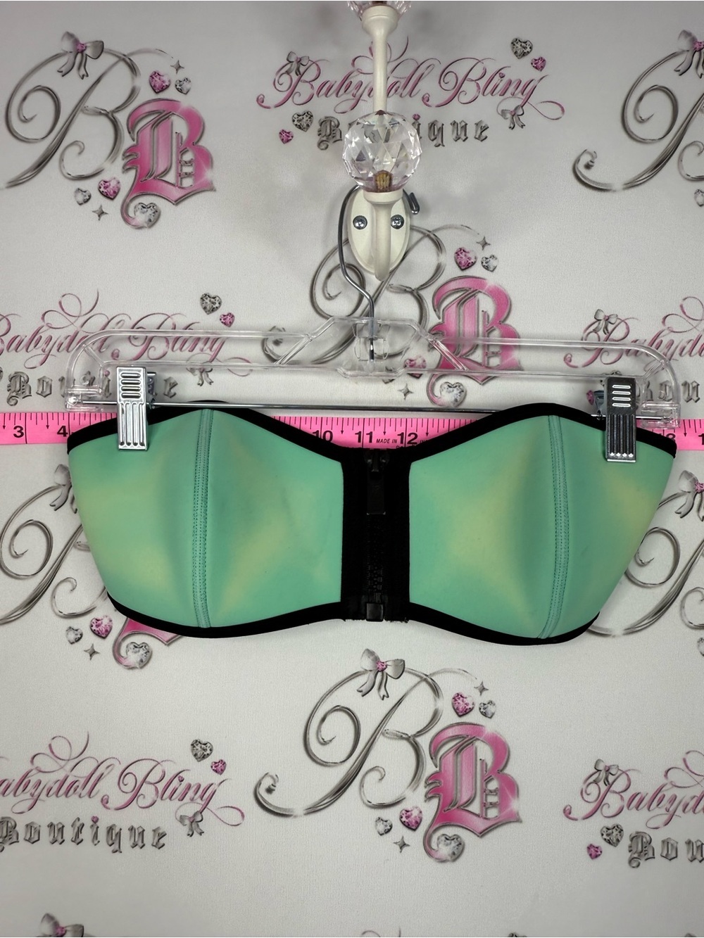 triangl swimwear Mint Green and Black Strapless Bandeau tie dye